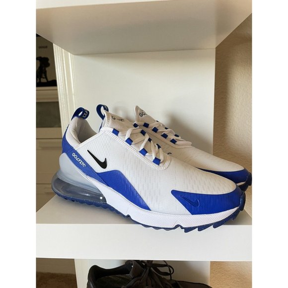 Men's Nike Air Max 270 Golf Shoes White Blue Comfort CK6483-106 - Picture 2 of 6